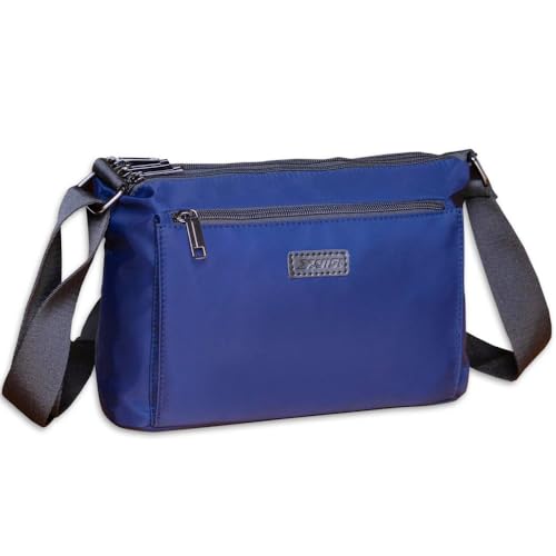 Umhängetasche mit mehreren Taschen für Herren, lässig, Nylon, mittelgroß, geräumig, modisch, mit Tragegriff oben, Marineblau, Medium Umhängetasche mit mehreren Taschen für Herren, lässig, Nylon, mittelgroß, geräumig, modisch, mit Tragegriff oben, Marineblau, Medium von Evergoo