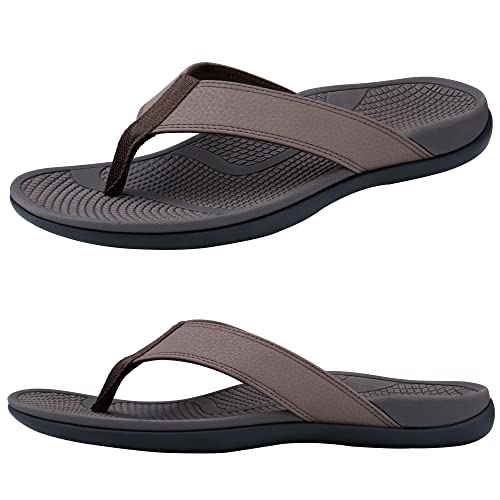 Everhealth Herren Zehentrenner Walking Flip Flops Orthopädische Sandalen mit Bogenunterstützung für Plantarfasziitis Plattfüßen Linderung von Fersenschmerzen, Stützende Strand Hausschuhe Sandale von Everhealth