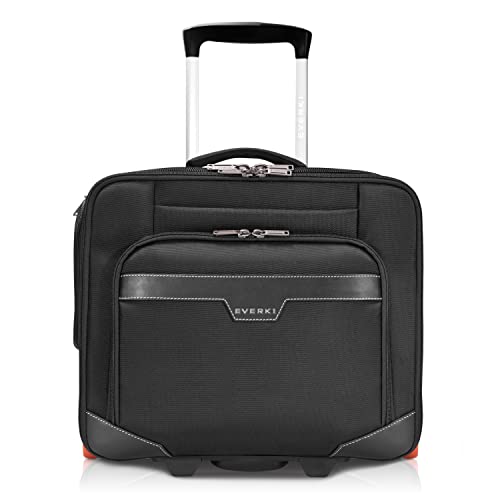 Everki Journey – Business Laptop Trolley anpassbarem Fach für Notebooks von 11 bis 16 Zoll (28–40,6 cm), Akten-Organisation, Bekleidungsfach, Trolley-Lasche und besonders leisen Rollen, Schwarz von Everki