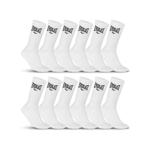 Socken Herren Atmungsaktiv, Sportsocken Herren, Angenehm, Hypoallergen (12er Pack), Weiss, 39/42 von Everlast