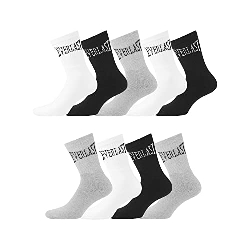 Sportsocken Herren Ultraweich, Socken Herren, Stretch, Angenehm (9er Pack), Schwarz/Grau/Weiß, 43/46 von Everlast