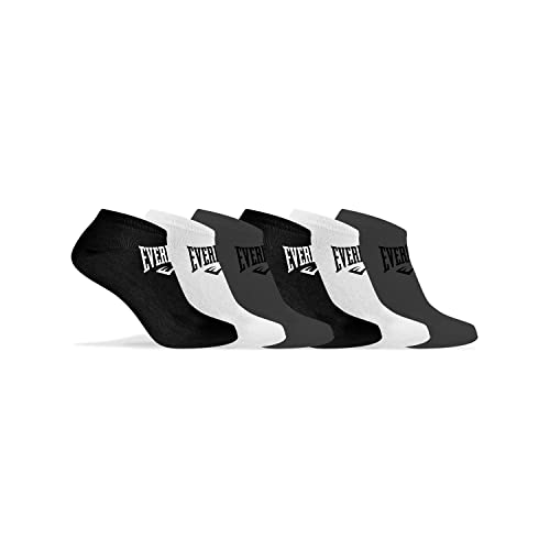 Socken Herren Langlebig, Sportsocken Herren, Empfindliche Haut, Luftiges Netzgewebe (6er Pack), Schwarz/Grau/Weiß, 43/46 von Everlast