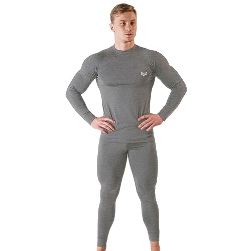 Everlast Mens Base Layer Set - Warm Underlayer Pants & Shirt - Lightweight Cold Weather Inner Wear - Full Body Winter Gear, Long Underwear & Pajamas, Light Heather Grey, X-Large von Everlast