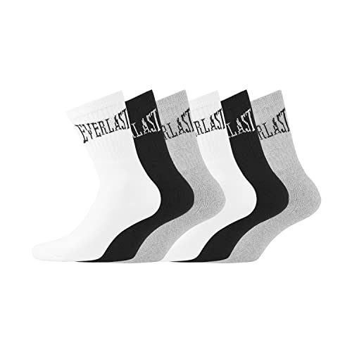 Socken Herren Bewegungsfreiheit, Sportsocken Herren, Perfekter Halt, Langlebig (6er Pack), Schwarz/Grau/Weiß, 39/42 von Everlast