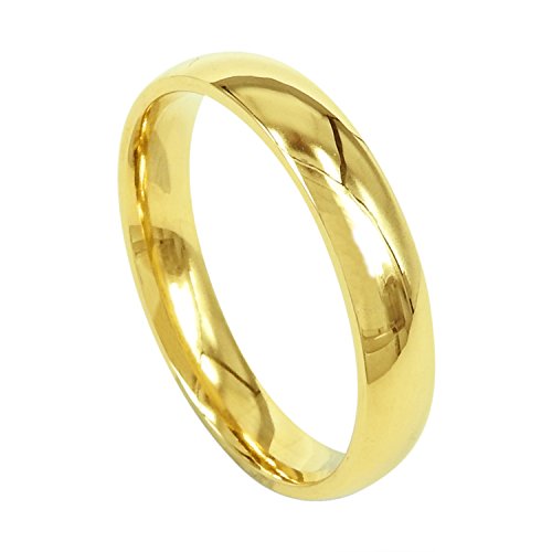 Everstone Damen-Ring Titan, Herren-Ring Titan, Freundschaftsringe, Hochzeitsringe, Eheringe, Farbe Gold, Breite 4mm Größe 48 (15.3) von Everstone