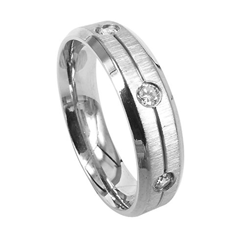 Everstone Damen-Ring Titan, Herren-Ring Titan, Freundschaftsringe, Hochzeitsringe, Eheringe, Farbe: Silber, Zirkonia Breite 6mm Größe 55 (17.5) von Everstone