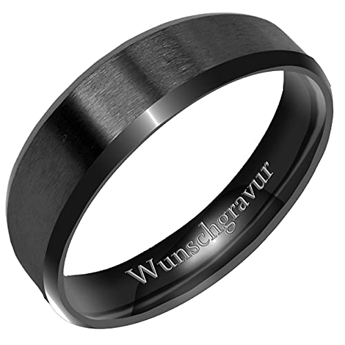 Everstone Paar Ringe Eheringe, Titane Ring Herren/Damen Hochzeit, Verlobung, Alltag, Freundschaftsring, Männer Damen Partnerringe Eheringe, Größe 46 bis 77 Farbe schwarz 7MM 5MM von Everstone