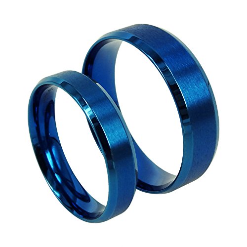 Everstone Paar Ringe Eheringe Verlobungsringe Titan Blau Ringe Größe: 47-76 von Everstone
