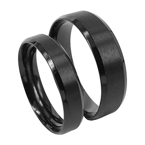 Everstone Paar Ringe Eheringe Verlobungsringe Titan Schwarz Ringe Größe: 47-76 von Everstone