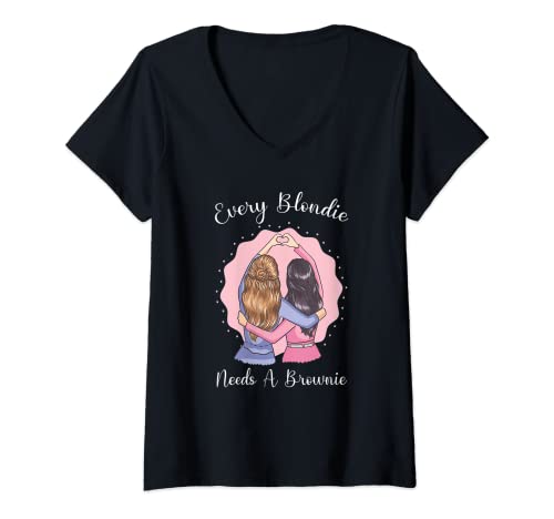 Damen Every Blondie Needs A Brownie Shirt, Damen und Mädchen T-Shirt mit V-Ausschnitt von Every Blondie Needs A Brownie Designs