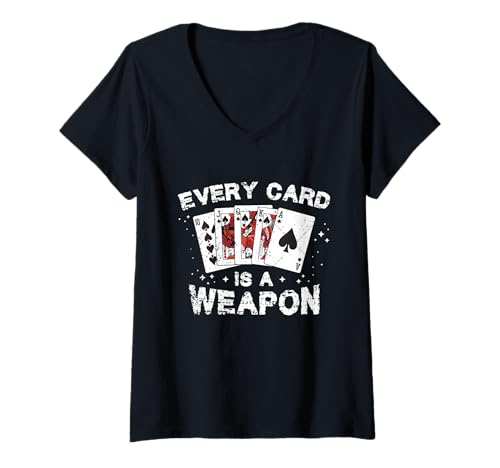Damen Binokel Spieler Accessories Kartenspiel Spieleabend T-Shirt mit V-Ausschnitt Damen Binokel Spieler Accessories Kartenspiel Spieleabend T-Shirt mit V-Ausschnitt von Every Card Is A Weapon Pinochle Spruch