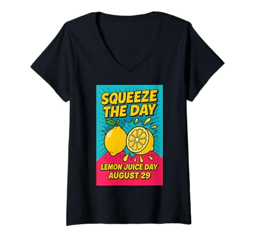 Damen Lemon Juice Day Lustiger Zitronenlimonadenliebhaber im Retro-Look T-Shirt mit V-Ausschnitt von Every Day Is A Day Designs