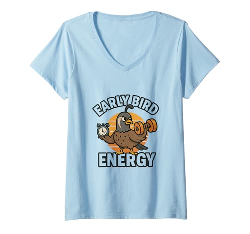 Damen Morning Energy Design Coffee and Sunrise Vibes Grind Rise T-Shirt mit V-Ausschnitt von Every Day Is A Day Designs