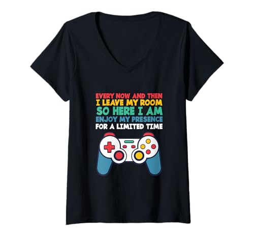 Damen Lustiger Gamer Every Now and Then I Leave My Room T-Shirt mit V-Ausschnitt Damen Lustiger Gamer Every Now and Then I Leave My Room T-Shirt mit V-Ausschnitt von Every Now And Then I Leave My Room Gamer Gift