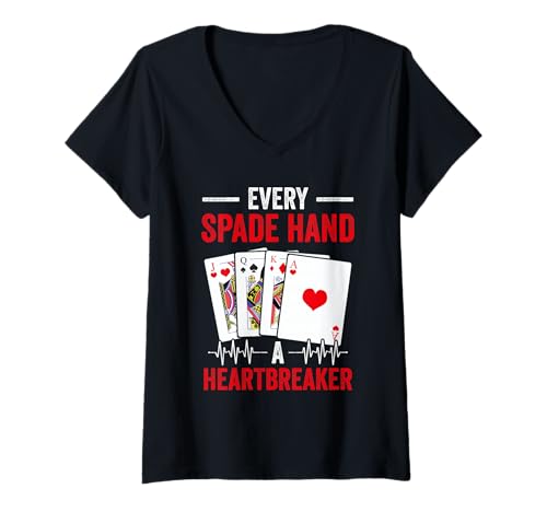 Damen Perfektes Spades Gruppen Heartbeat Design Kartenspiel T-Shirt mit V-Ausschnitt Damen Perfektes Spades Gruppen Heartbeat Design Kartenspiel T-Shirt mit V-Ausschnitt von Every Spade Hand A Heartbreaker