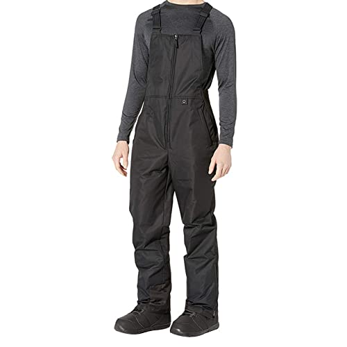 Herren-Schnee-Latzhose, warm und trocken, wasserdicht, Winddicht, Skikleidung, Strampler, verstellbare Träger, Ski-Latzhose (Schwarz, XL) von EveryLu