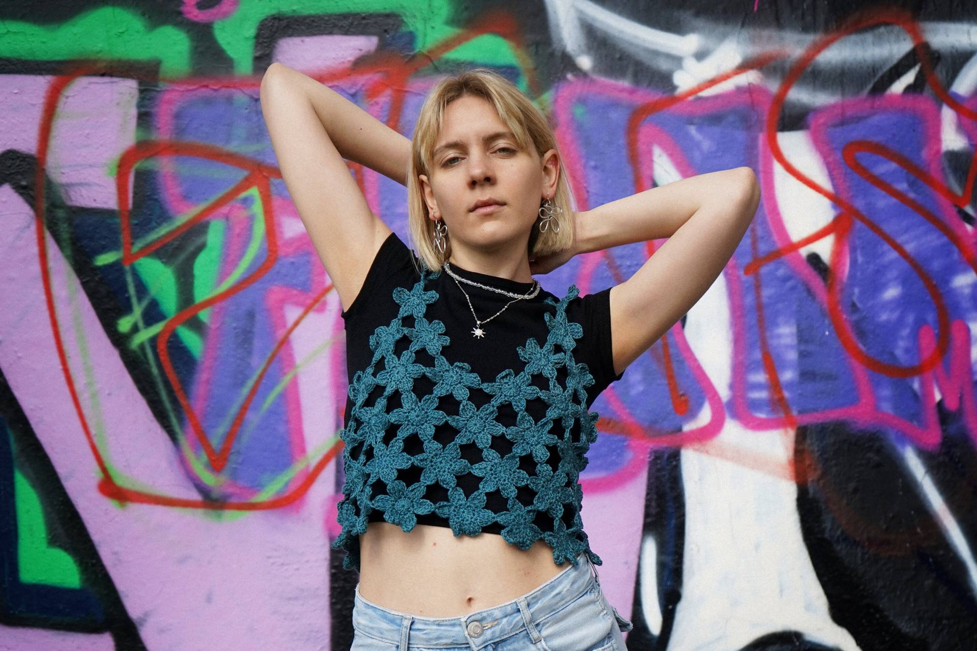 Gehäkeltes Top Flora, Häkeltop Aus Baumwolle, Leichtes Und Luftiges Mesh Top, Festival Nachhaltig Hergestellt in Berlin, Geschenkidee von EveryPieceAFriend