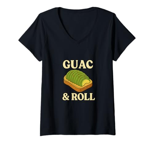 Damen Guac & Roll Avocado Toast Lustig für Feinschmecker und Musikliebhaber T-Shirt mit V-Ausschnitt Damen Guac & Roll Avocado Toast Lustig für Feinschmecker und Musikliebhaber T-Shirt mit V-Ausschnitt von Everyday Eats Apparel