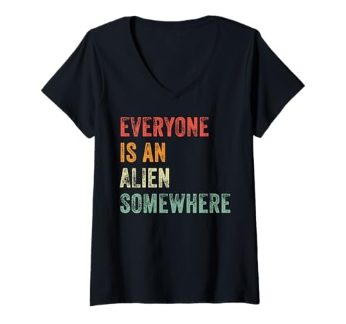 Damen Everyone Is An Alien Somewhere T-Shirt mit V-Ausschnitt von Everyone Is An Alien Somewhere