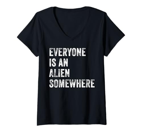 Damen Everyone Is An Alien Somewhere T-Shirt mit V-Ausschnitt von Everyone Is An Alien Somewhere
