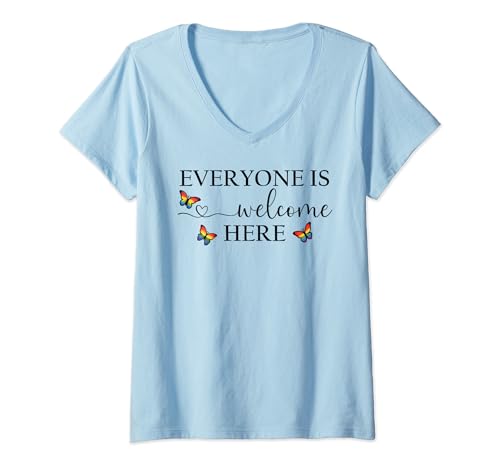 Damen Everyone is Welcome Shirt,Gay Pride Everyone Is Welcome Here T-Shirt mit V-Ausschnitt Damen Everyone is Welcome Shirt,Gay Pride Everyone Is Welcome Here T-Shirt mit V-Ausschnitt von Everyone Is Welcome Tshirt Men Gay Pride T Shirts