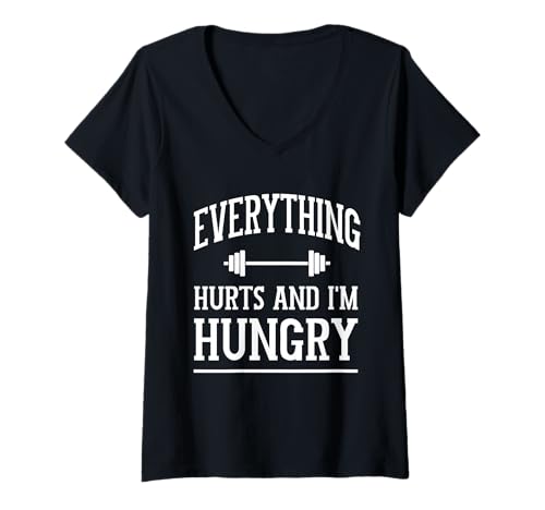 Damen Everything Hurts and I'm Hungry, Everything Hurts Workout T-Shirt mit V-Ausschnitt Damen Everything Hurts and I'm Hungry, Everything Hurts Workout T-Shirt mit V-Ausschnitt von Everything Hurts Gym
