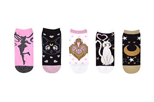 Sailor Moon Glitter Lowcut Socken (5 Paar) - Damen Sparkle Cosplay Geschenk No Show Socken - passend für Schuhgröße: 37-45 (Damen) von Everything Legwear