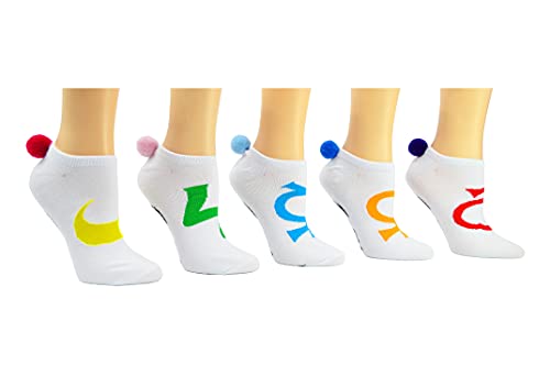 Sailor Moon Socken Pom Pom Socken (5 Paar) – (Damen) Sailor Moon Cosplay Lowcut Socken – passend für Schuhgröße: 37-44 (Damen), Mehrfarbig, Medium von Everything Legwear