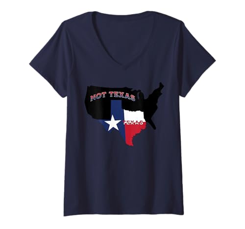 Damen Texas gegen Nicht Texas Lone Tex Austin Dallas San Antonio Roots T-Shirt mit V-Ausschnitt Damen Texas gegen Nicht Texas Lone Tex Austin Dallas San Antonio Roots T-Shirt mit V-Ausschnitt von Everything’s Bigger Texas Co.