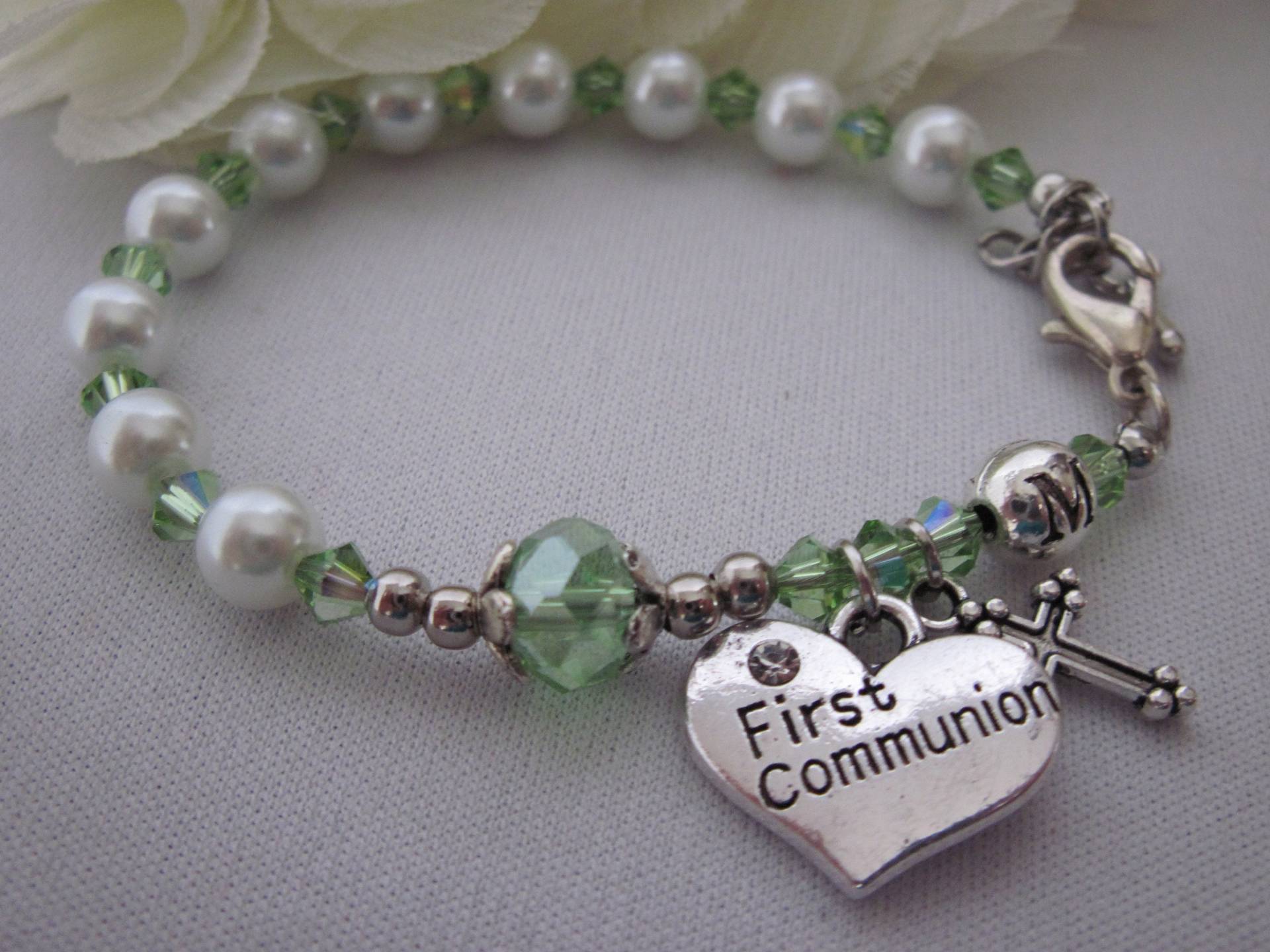Personalisierter Initialisierung Und Birthstone Swarovski Weiß Perle Rosenkranz Armband Für Die Taufe, Kommunion, Konfirmation, Geschenk Personalisierter Initialisierung Und Birthstone Swarovski Weiß Perle Rosenkranz Armband Für Die Taufe, Kommunion, Konfirmation, Geschenk von EverythingRosary
