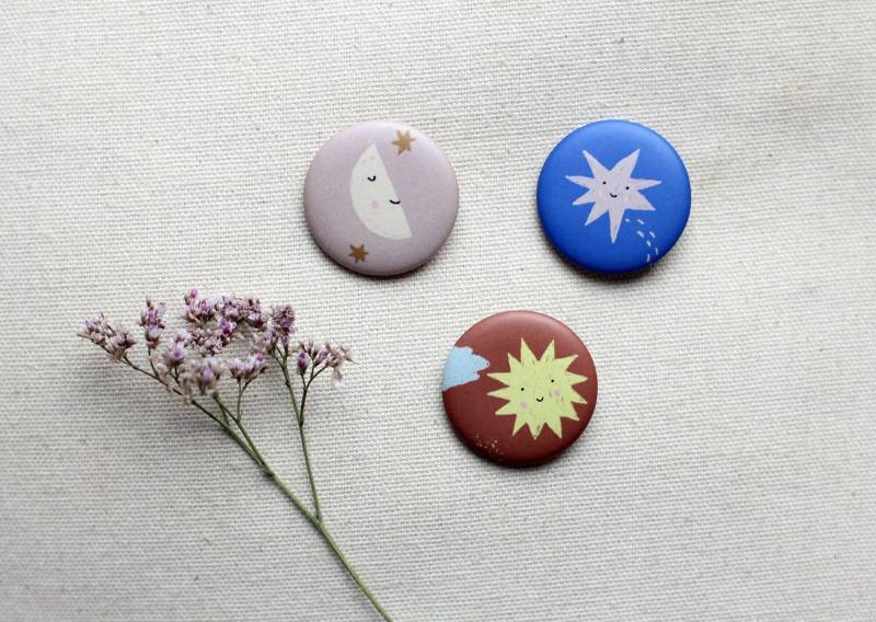 Button Set Sonne, Mond Und Sterne von EverywhereyougoShop