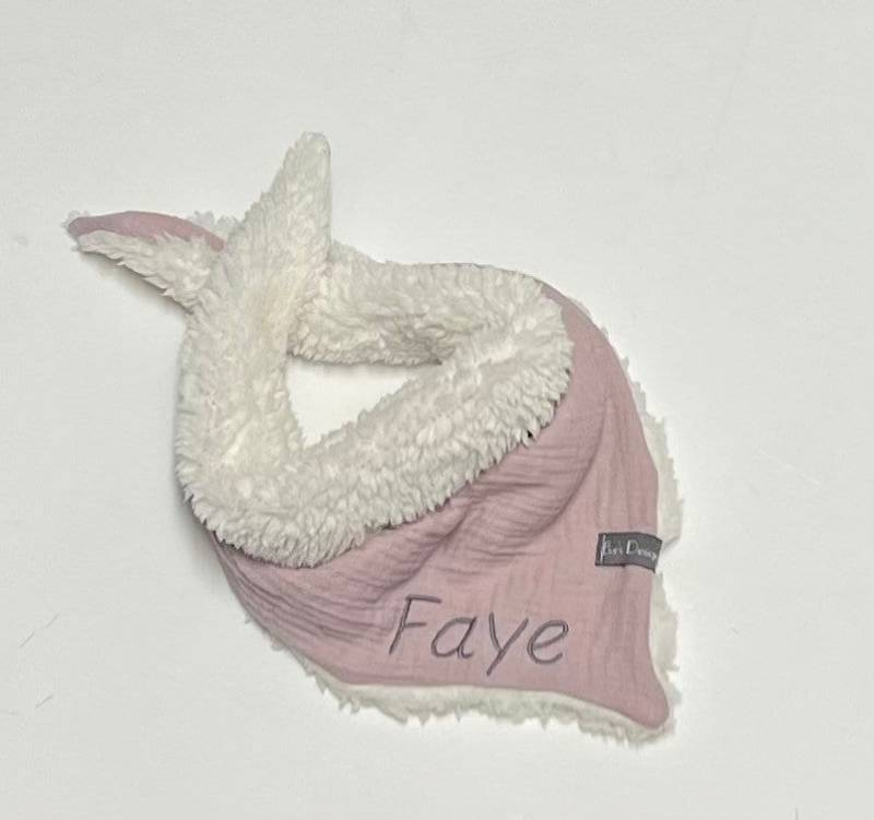 Musselintuch Mit Name, Halstuch, Babyhalstuch "Altrosa" Einheitsgröße, Rosa Mädchen, Teddyhalstuch von EvesDesign1