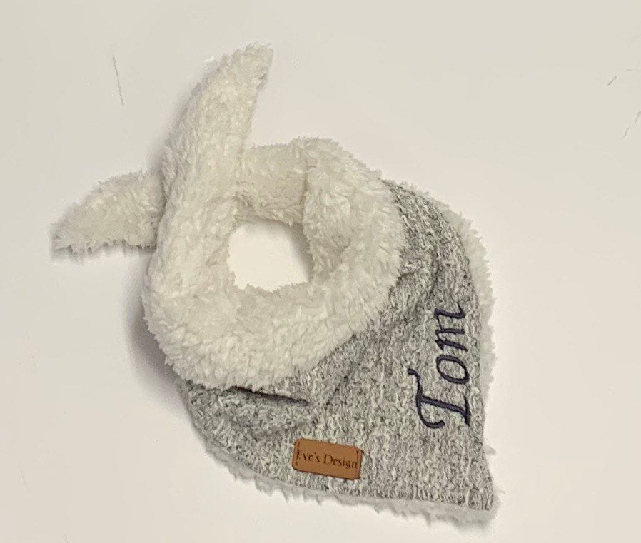 Sweattuch Mit Name, Halstuch, Babyhalstuch "strick Hellgrau" Halstuch Mädchen Junge, Einheitsgröße von EvesDesign1