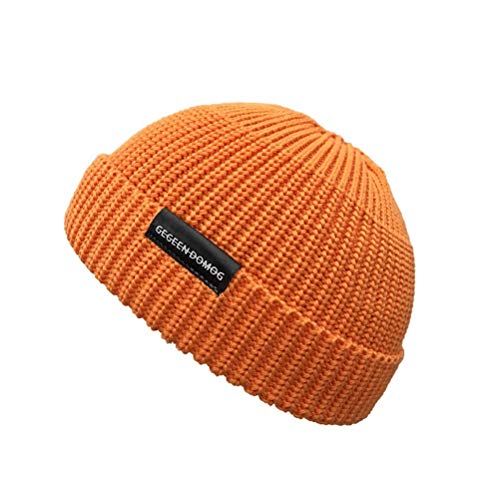 CMUNDLJQ Kurze Form Seemannsmütze Baseball Cap Unisex Strickmütze Klassisches Design Fisherman Beanie Retro Trawler Umschlagmützen Wintermütze A21 (Orange) von CMUNDLJQ