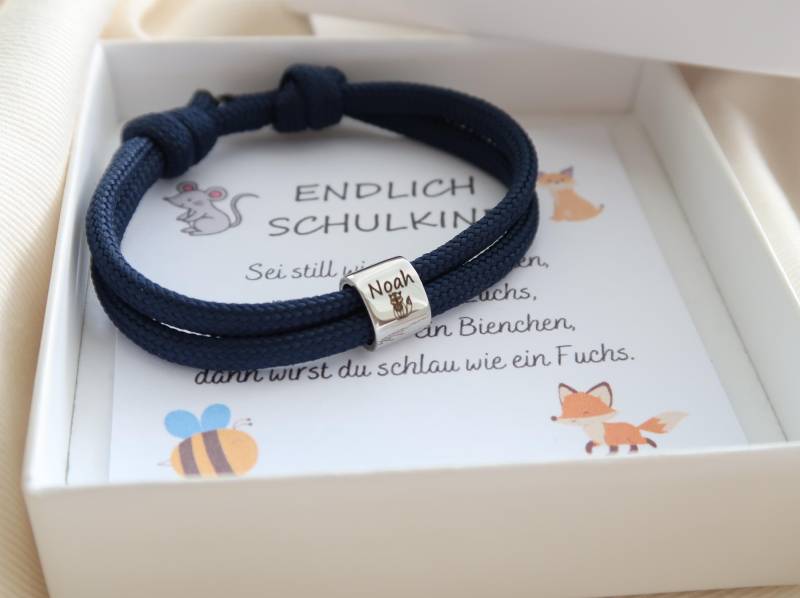Armband Mit Gravur - Namensarmband Segeltau Geschenk Einschulung Taufe Kommunion Konfirmation von EveundLyn
