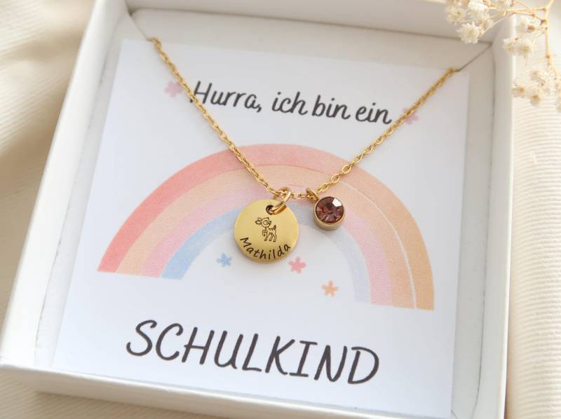 Halskette Kinder - Geburtsstein Namenskette Geschenk Für Kind Geburtstagsgeschenke von EveundLyn