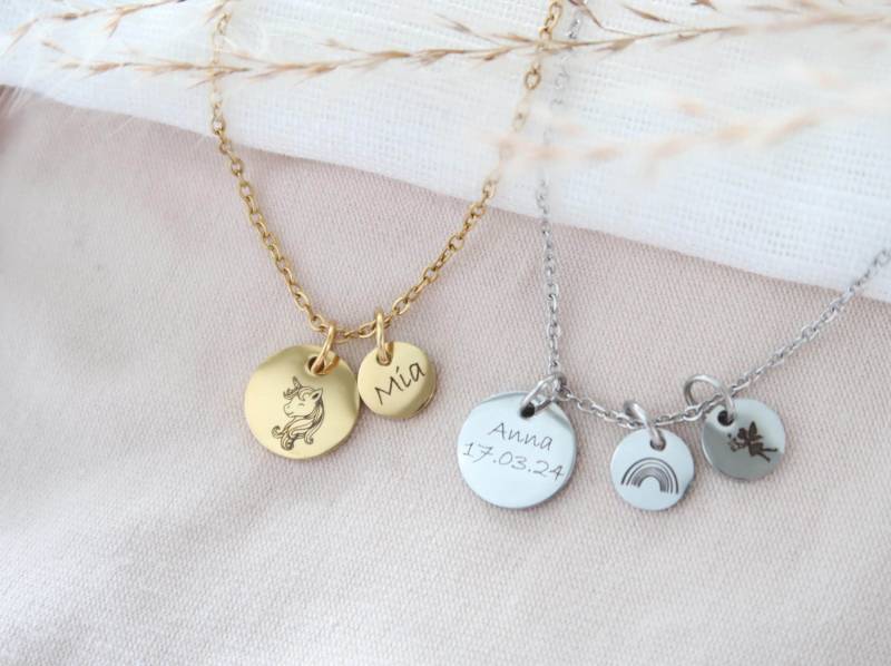Halskette Kinder - Mit Gravur Namenskette Geschenk Für Kind Geburtstagsgeschenke von EveundLyn