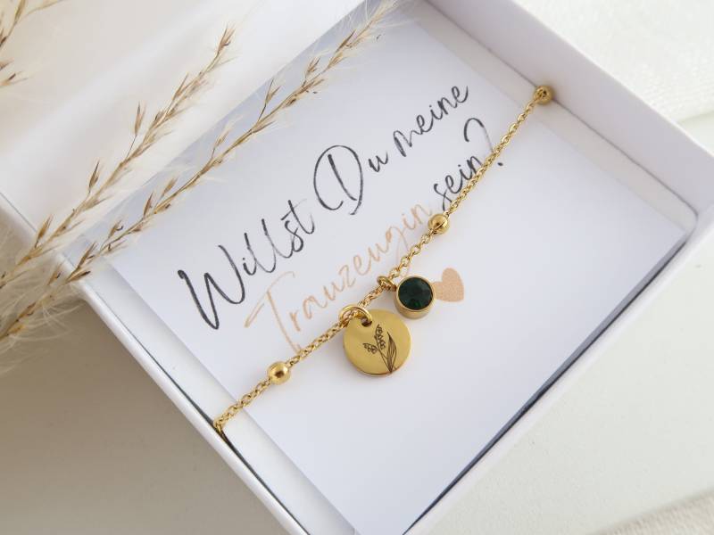 Perlenarmband - Armband Mit Geburtsstein Kugelarmband Personalisiertes Gravur Geschenk von EveundLyn