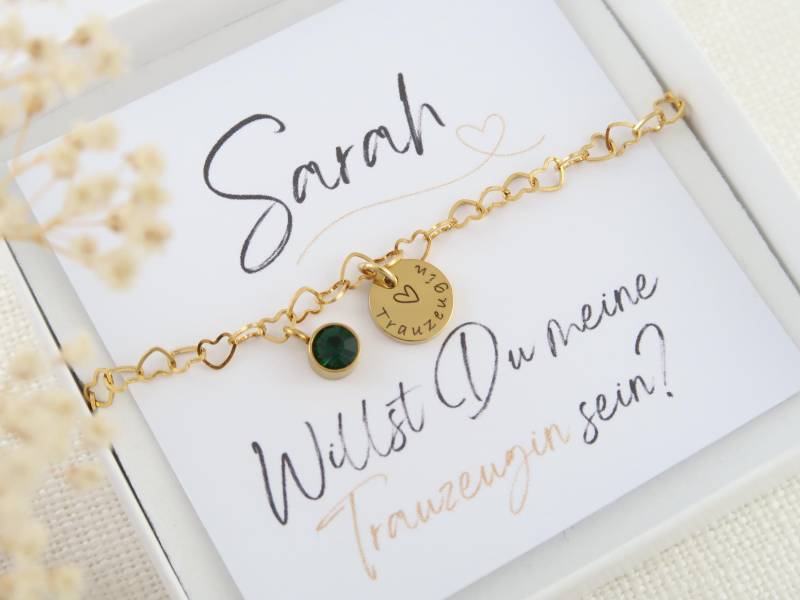 Personalisiertes Armband Mit Gravur - Geburtsstein Personalisierbarer Grußkarte Personalisiertes Geschenk Trauzeugin von EveundLyn