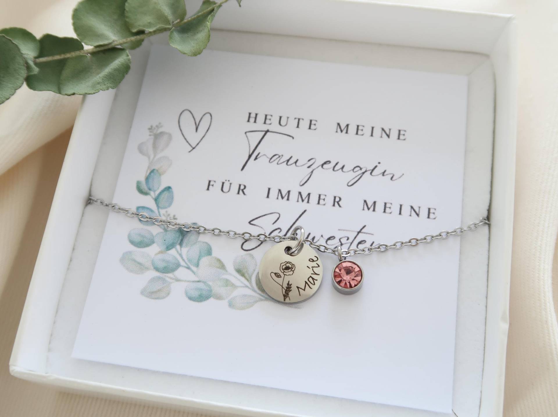 Personalisiertes Gravur Armband - Armkette Mit Geburtsblumen Personalisiertes Geschenk Trauzeugin Geschenk-Set Personalisiertes Gravur Armband - Armkette Mit Geburtsblumen Personalisiertes Geschenk Trauzeugin Geschenk-Set von EveundLyn