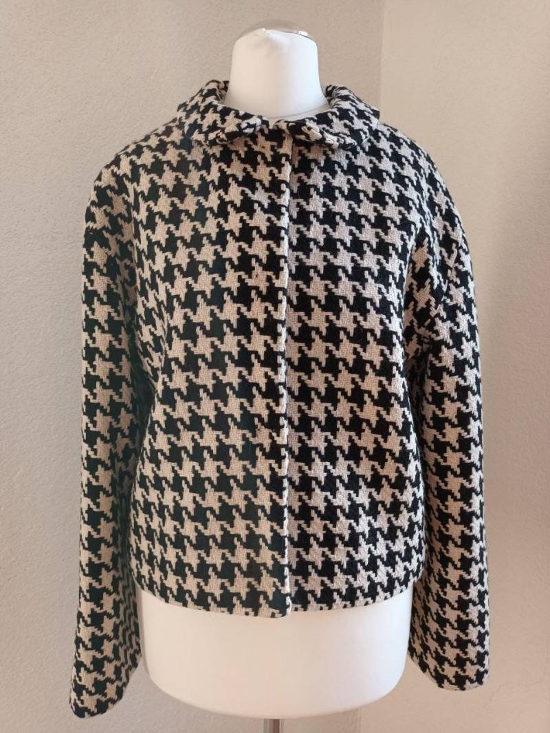 Houndstooth Blazer Black Handmade. Retro Look. Wool Jacket von EvgeniiaWoitczyk