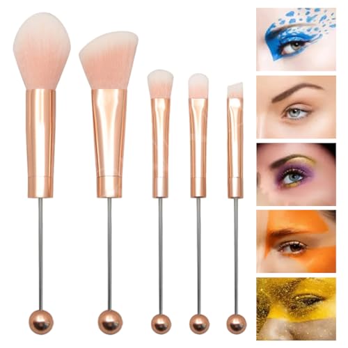 EviKoo DIY-Perlen-Make-up-Pinsel, Make-up-Pinsel-Set - 5-teiliges Kosmetikpinsel-Set,Konturpinsel, Concealer-Pinsel, Foundation-Pinsel, Beauty-Geschenke für Frauen, Make-up-Set von EviKoo