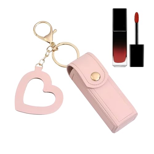 EviKoo Leder-Lippenstift-Etui, Mini-Lippenstift-Organizer,Reisekosmetiktasche | Tragbares PU-Leder, stilvolles Mini-Lippenstiftetui mit Liebesanhänger für Lippenstift, Lipgloss, Parfüm, von EviKoo