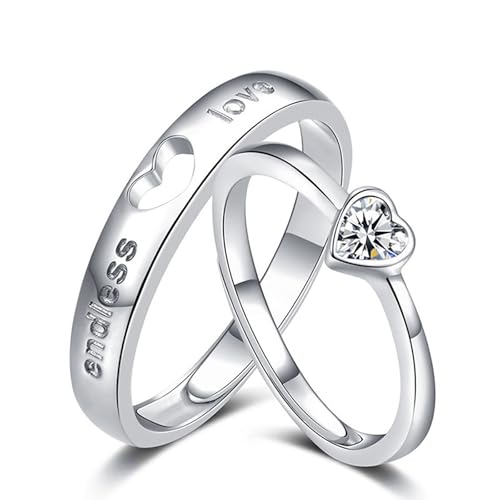 Eviarli 925 Silber Paar Ring Set Verstellbarer Paar Ring Love Token OffenerRing L Love You Hochzeitsbeziehungsring Verlobungsring von Eviarli
