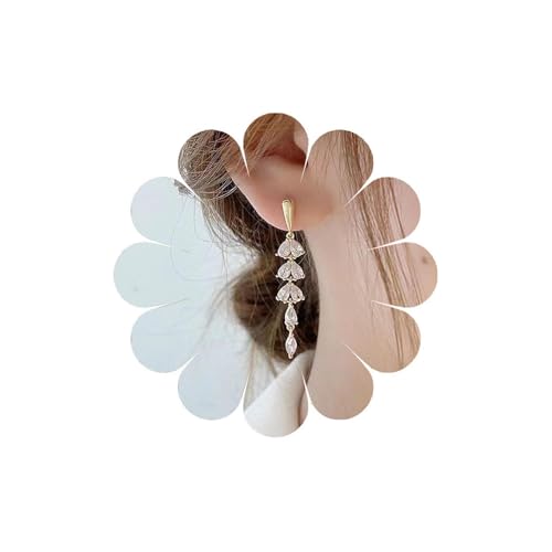 Eviarli Bohemian Kristall Anhänger Ohrringe Blattform Ohrringe Strass AnhängerOhrringe Zircon Weizen AnhängerOhrringe glänzende Hochzeit ZirconOhrringe Damenschmuck von Eviarli