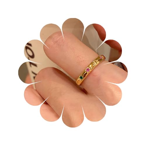 Eviarli Bohemian Kristall Ring Zircon Knöchel Ring Gold StapelingRing EinfacherRing Damen Schmuck von Eviarli