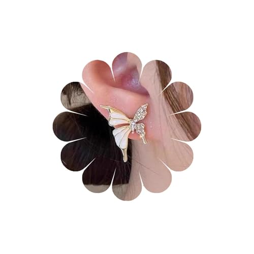 Eviarli Bohemian Kristall Schmetterling Ohrringe Weiße Schmetterling Ohrringe Emaille SchmetterlingOhrringe Einfache Insektenohrringe Damen Schmuck von Eviarli
