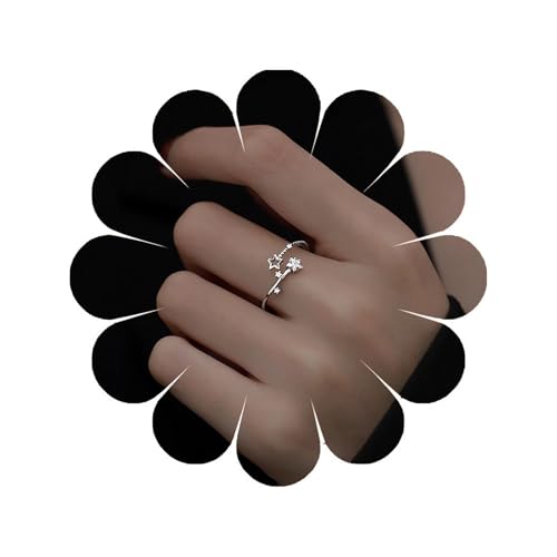 Eviarli Bohemian Kristall Stern Ring Zircon Stern KnöchelRing Hohl Stern Stapelring Silber Stern Fingerring Glitzernder OffenerRing Damenschmuck von Eviarli