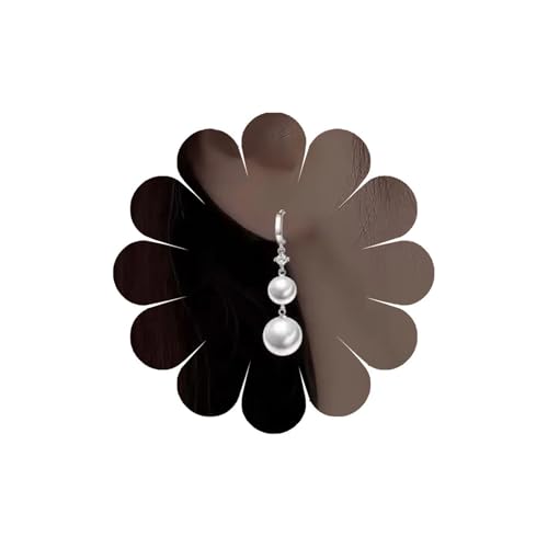 Eviarli Bohemian Perlen Hoop Ohrringe Perlen Anhänger Ohrringe Vintage Perlen HoopOhrringe Silber Perlen PerlenOhrringe Mode Schmuck für Damen und Teenager (Zwei Perlen) von Eviarli