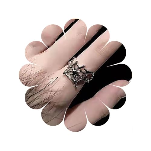 Eviarli Gothic Spinnennetz Ring Spinnennetz Knöchelring Silber Spinnennetz Stapelring Cool Finger Ring Horror OffenerRing Hip Hop CosplayRing Damen Schmuck von Eviarli